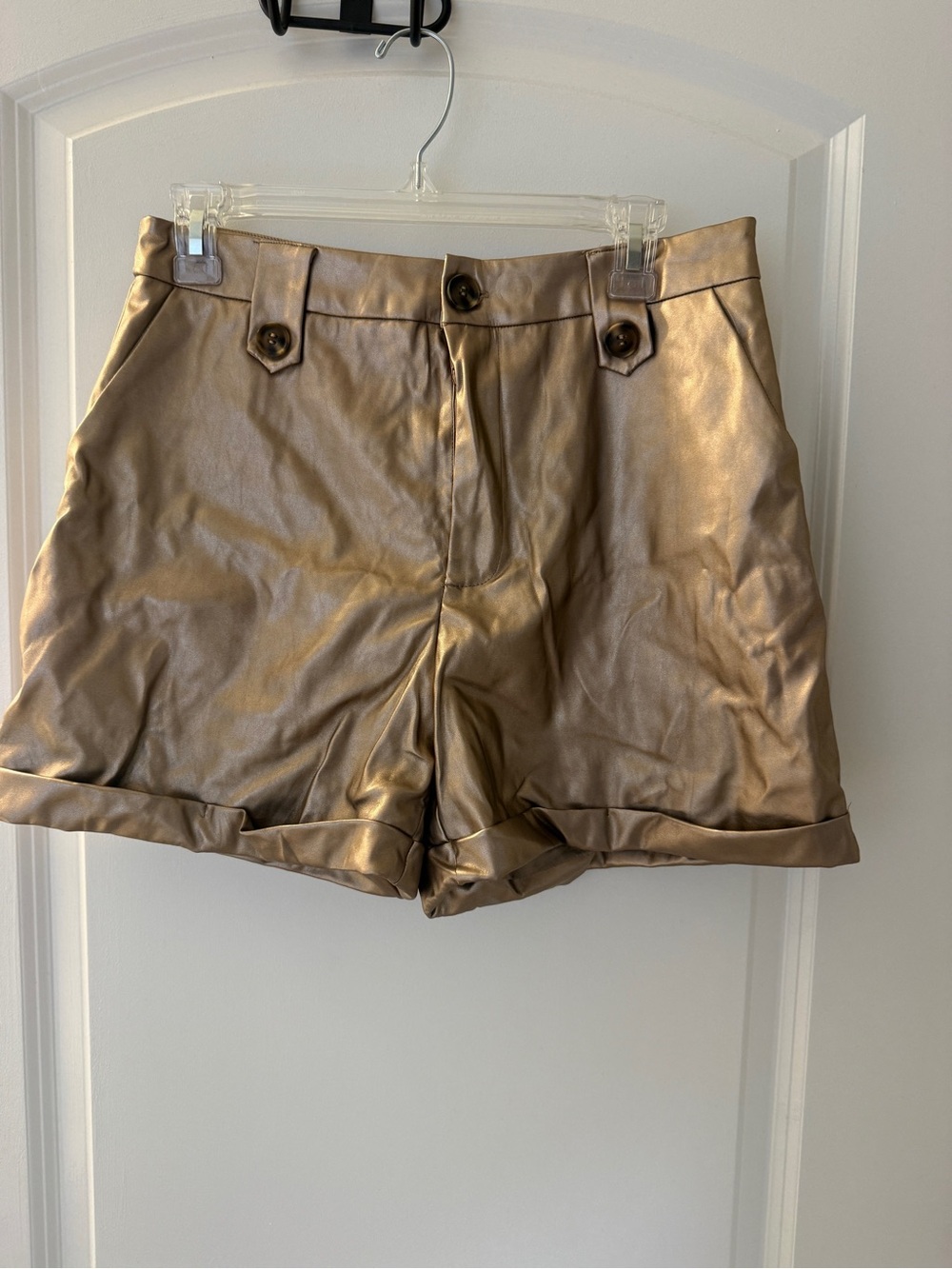 Pink Lily Metallic Gold High-Waist Women's Shorts